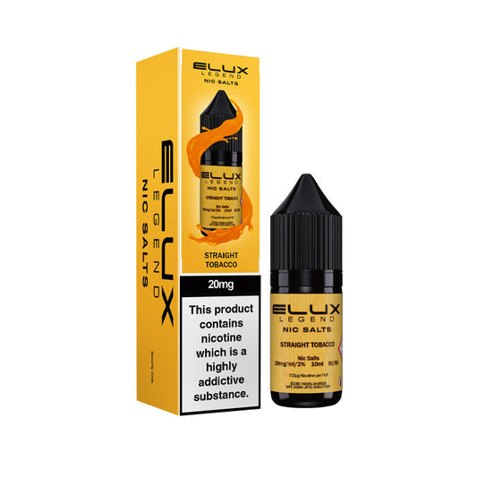Straight Tobacco Elux  Nic Salt Bottle and Box