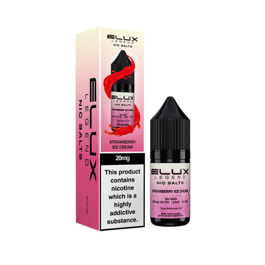 Strawberry Ice Cream Elux  Nic Salt Bottle and Box