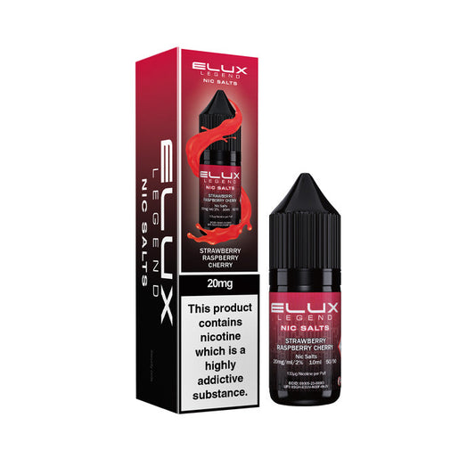 Strawberry Raspberry Cherry Elux  Nic Salt Bottle and Box