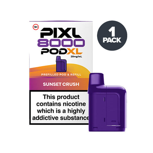 Sunset Crush PIXL 8000 Prefilled Pods on a white background