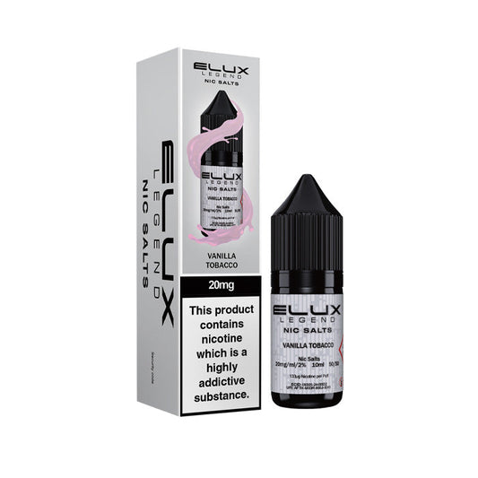 Vanilla Tobacco Elux  Nic Salt Bottle and Box