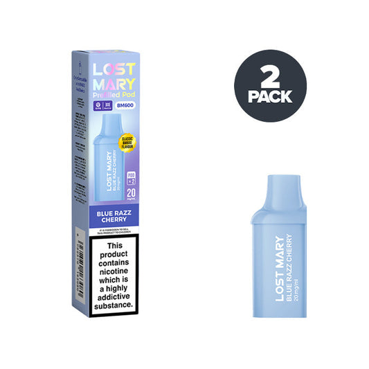 Blue Razz Cherry Lost Mary BM600 Prefilled Pod and Box