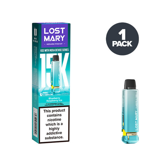 Blueberry Raspberry Ice Lost Mary Nera 15K Pre-filled Pods on a white background