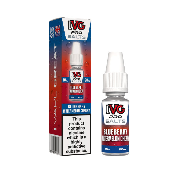 Blueberry Watermelon Cherry Ivg Pro 10ml Nic Salt E-Liquid and Box