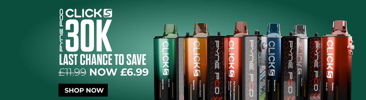 Promo banner for Click S 30k kits showing 6 kits on a green background