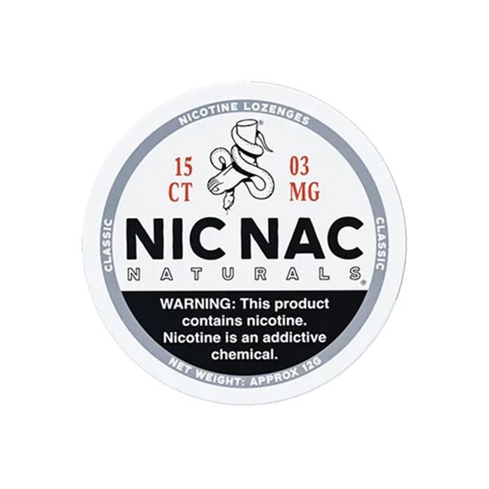 Closed can of Nic Nac Classic 3mg Nicotine Lozenges