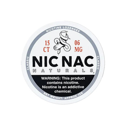 Closed can of Nic Nac Classic 6mg Nicotine Lozenges