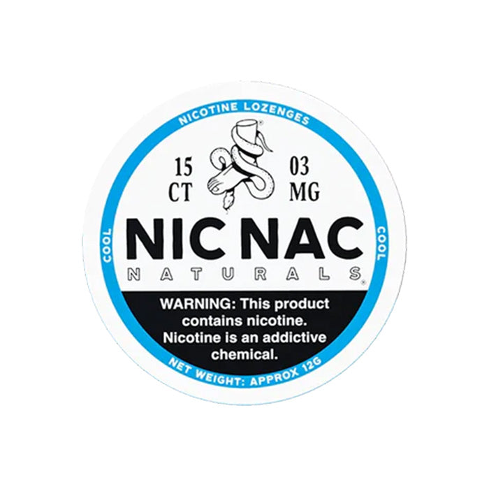 Closed can of Nic Nac Cool 3mg Nicotine Lozenges