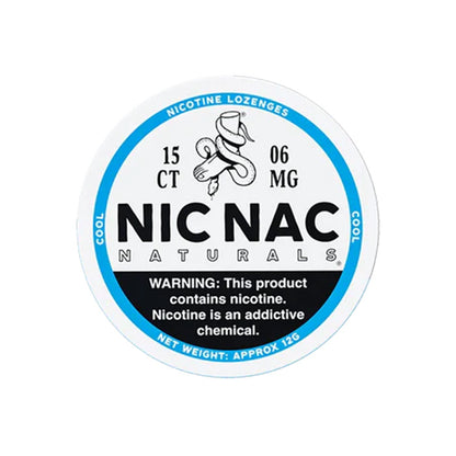 Closed can of Nic Nac Cool 6mg Nicotine Lozenges
