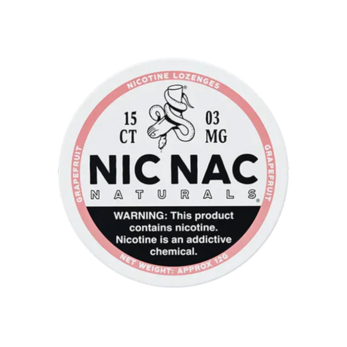 Closed can of Nic Nac Grapefruit 3mg Nicotine Lozenges
