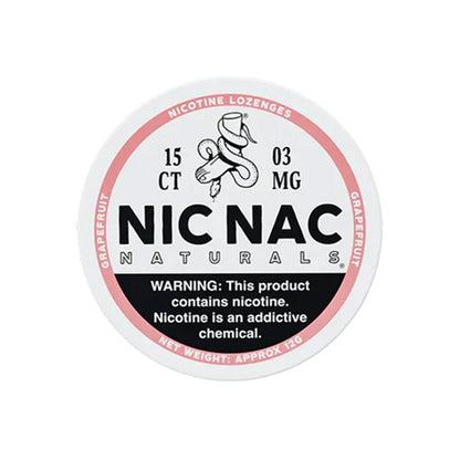 Closed can of Nic Nac Grapefruit 3mg Nicotine Lozenges