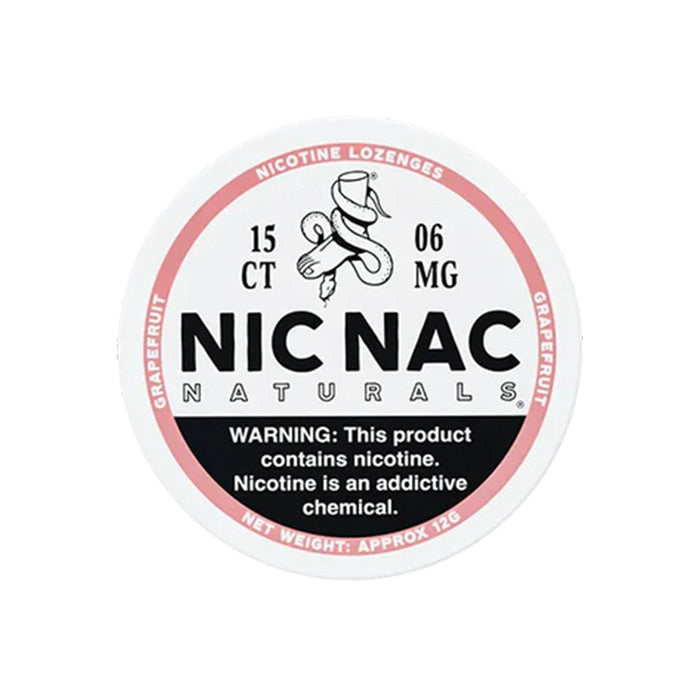 Closed can of Nic Nac Grapefruit 6mg Nicotine Lozenges