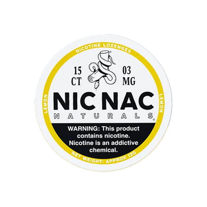 Closed can of Nic Nac Lemon 3mg Nicotine Lozenges