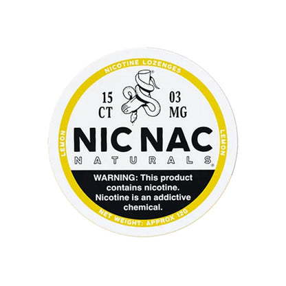 Closed can of Nic Nac Lemon 3mg Nicotine Lozenges