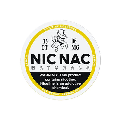 Closed can of Nic Nac Lemon 6mg Nicotine Lozenges