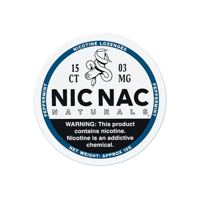 Closed can of Nic Nac Peppermint 3mg Nicotine Lozenges