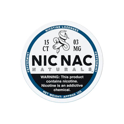 Closed can of Nic Nac Peppermint 3mg Nicotine Lozenges