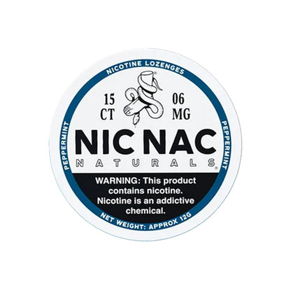 Closed can of Nic Nac Peppermint 6mg Nicotine Lozenges
