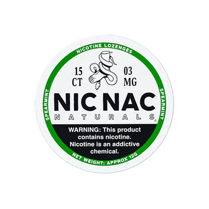 Closed can of Nic Nac Spearmint 3mg Nicotine Lozenges