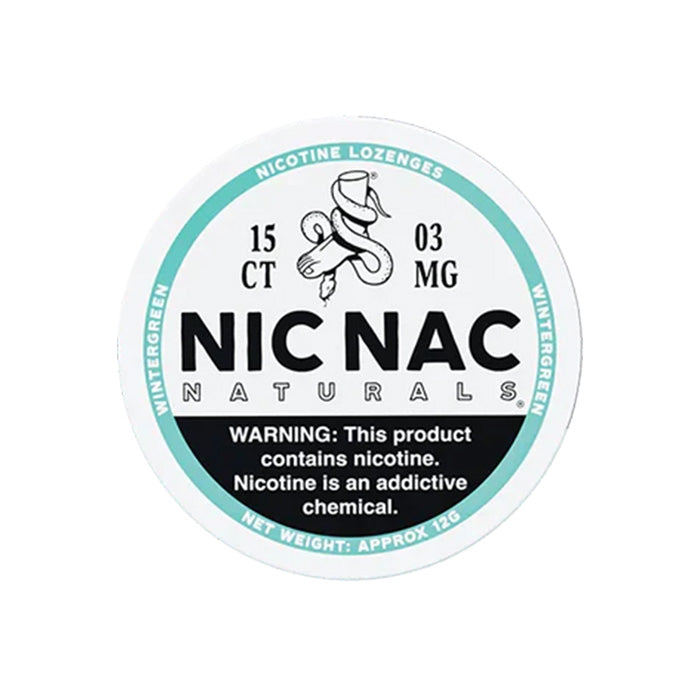 Closed can of Nic Nac Wintergreen 3mg Nicotine Lozenges