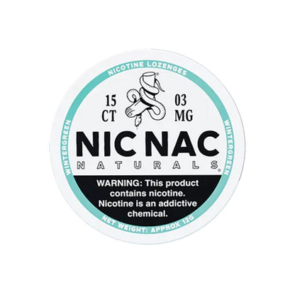 Closed can of Nic Nac Wintergreen 3mg Nicotine Lozenges
