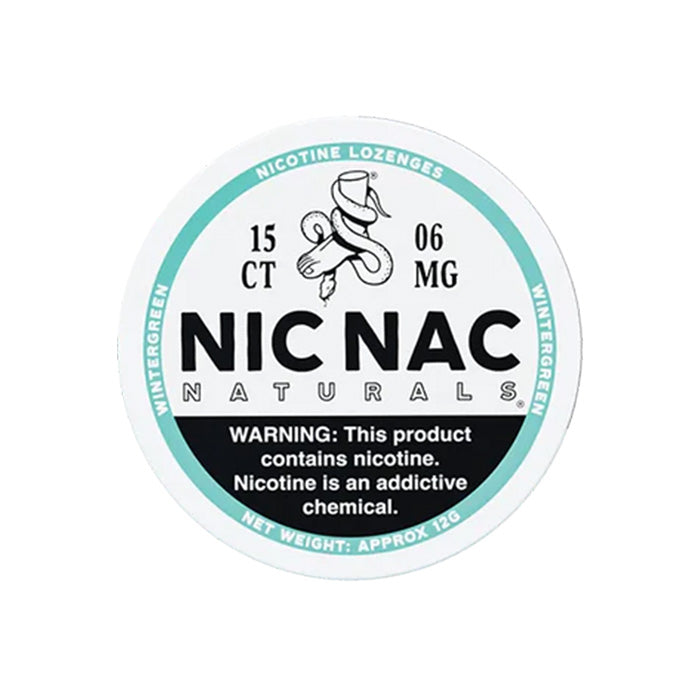 Closed can of Nic Nac Wintergreen 6mg Nicotine Lozenges