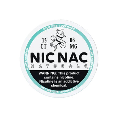 Closed can of Nic Nac Wintergreen 6mg Nicotine Lozenges