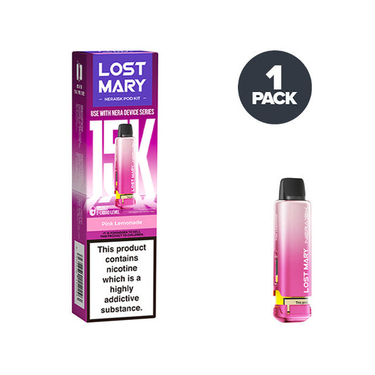 Pink Lemonade Lost Mary Nera 15K Pre-filled Pods on a white background