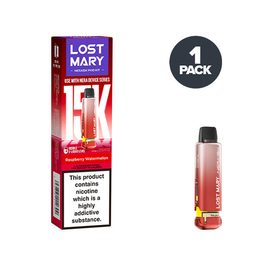 Raspberry Watermelon Lost Mary Nera 15K Pre-filled Pods on a white background