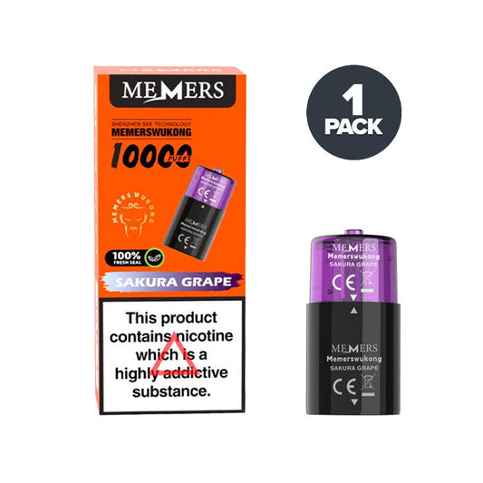 Sakura Grape Memers Wukong V10000 Prefilled Pod and Box on a white background