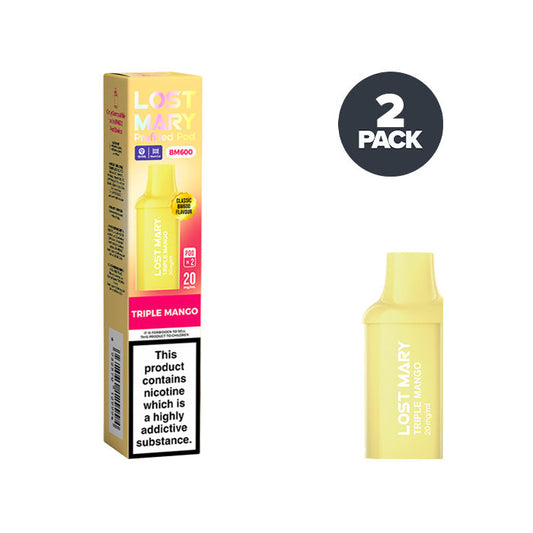 Triple Mango Lost Mary BM600 Prefilled Pod and Box