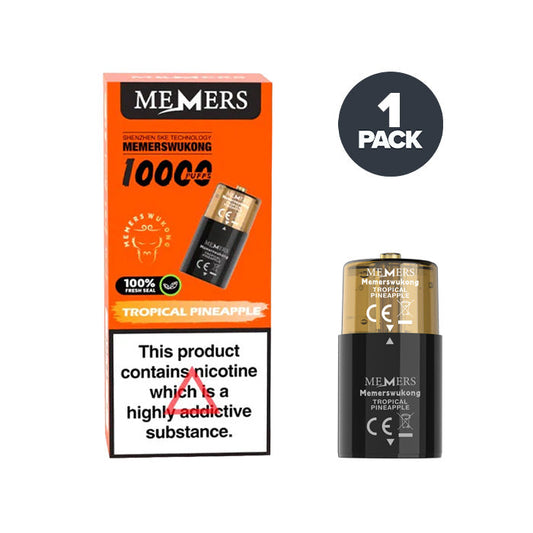 Tropical Pineapple Memers Wukong V10000 Prefilled Pod and Box on a white background