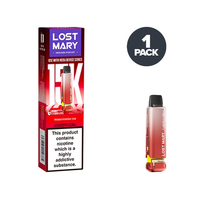 Watermelon Ice Lost Mary Nera 15K Pre-filled Pods on a white background