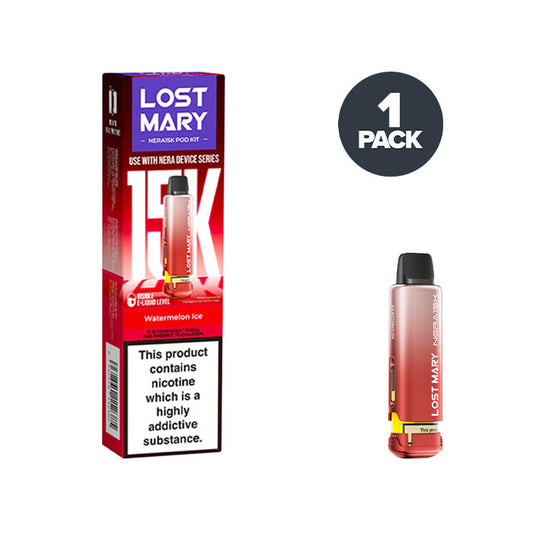Watermelon Ice Lost Mary Nera 15K Pre-filled Pods on a white background