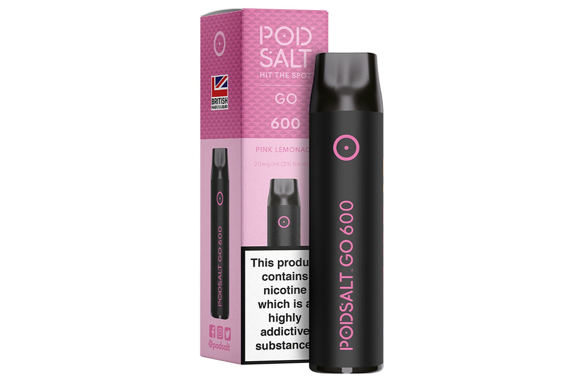 Pod Salt Pink lemonade disposable vape (Image)